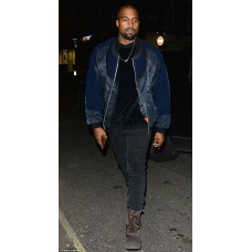 Kanye West Stylish Blue Bomber Jacket